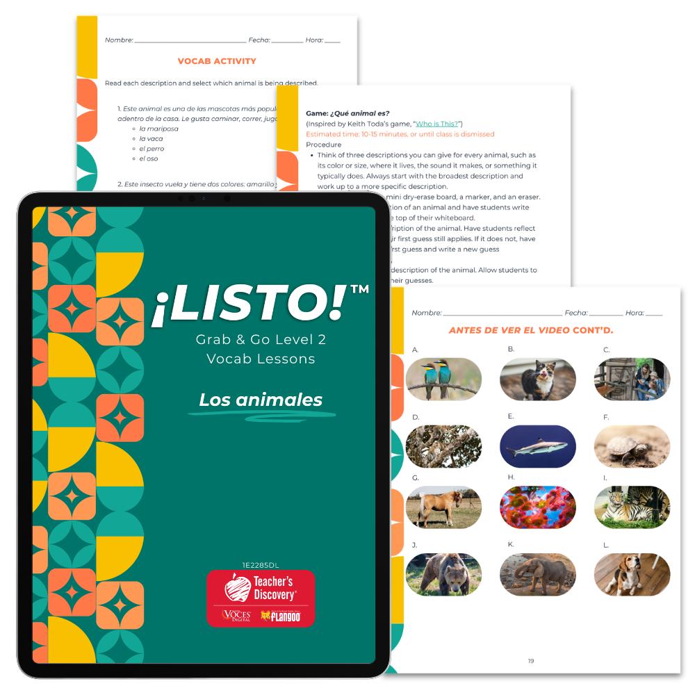 ¡Listo!™ Grab & Go Level 2 Vocab Lessons: Los animales Download
