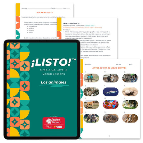 ¡Listo!™ Grab & Go Level 2 Vocab Lessons: Los animales Download