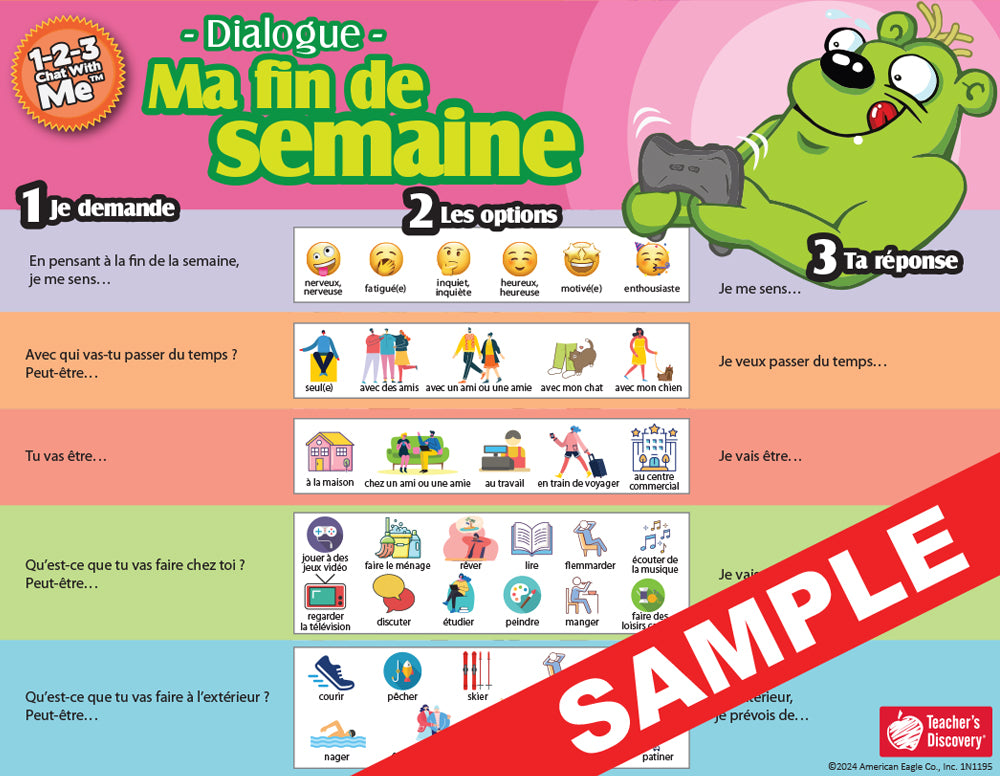 1-2-3 Chat With Me - Set of 9 French Chat Mats