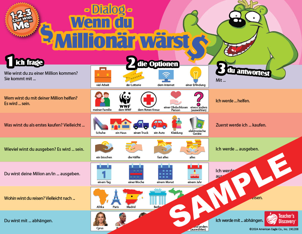 1-2-3 Chat With Me - Set of 9 German Chat Mats - Digital Download