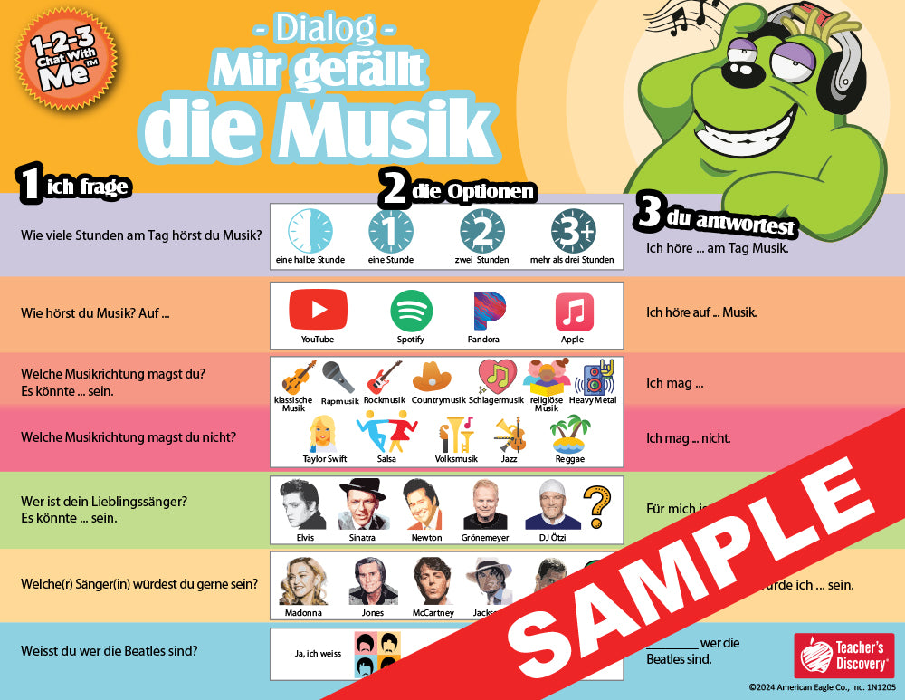 1-2-3 Chat With Me - Set of 9 German Chat Mats - Digital Download