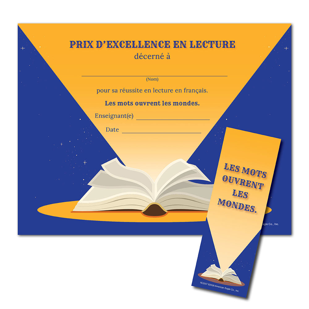 French Reading Certificates and Bookmarks Set of 15
