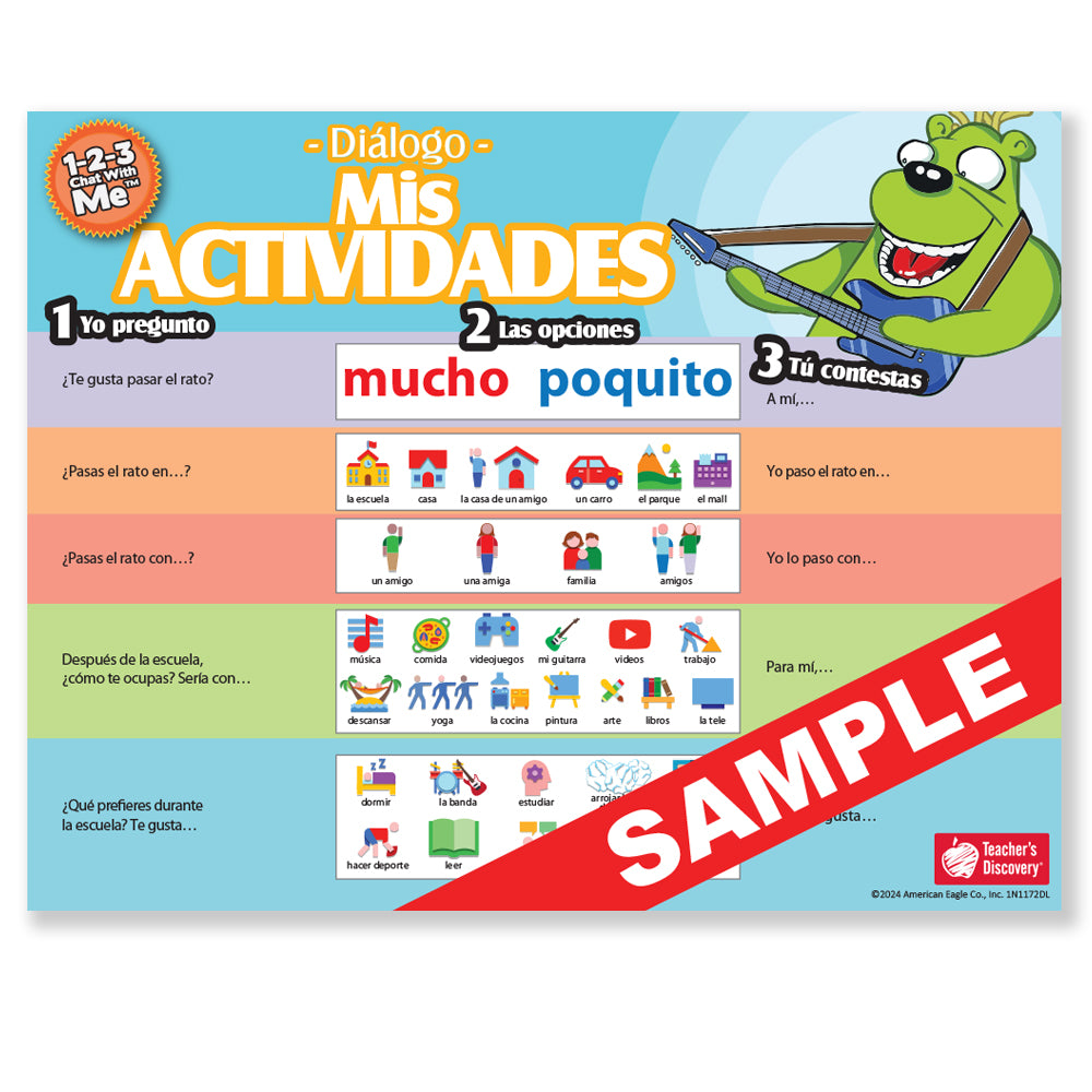 1-2-3 Chat With Me: Mis actividades Spanish Chat Mat Laminated Set of 33