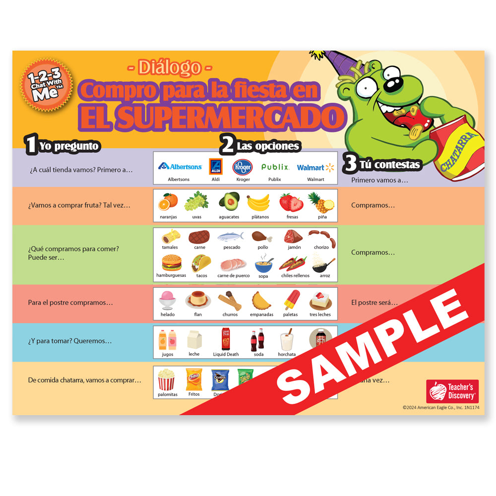 1-2-3 Chat With Me: En el supermercado Spanish Chat Mat Tear-Off Pad of 100