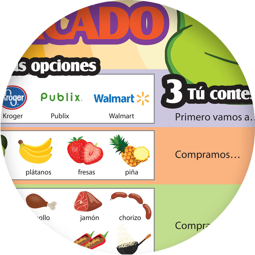 1-2-3 Chat With Me: En el supermercado Spanish Chat Mat Tear-Off Pad of 100