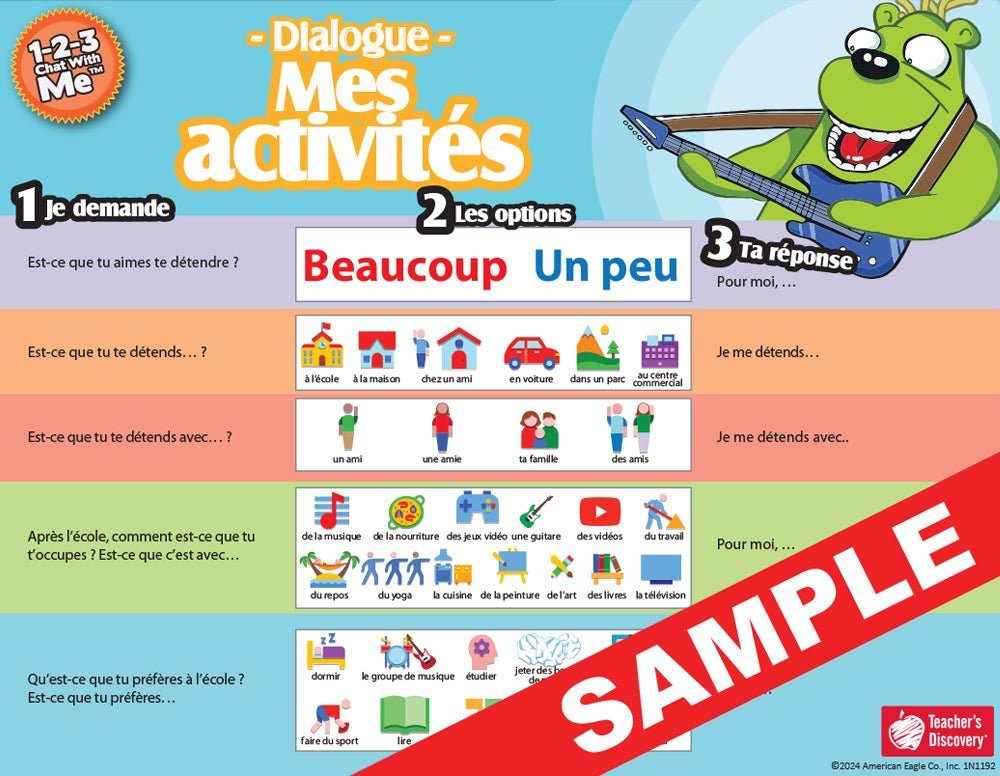 1-2-3 Chat With Me: Mes activités French Chat Mats