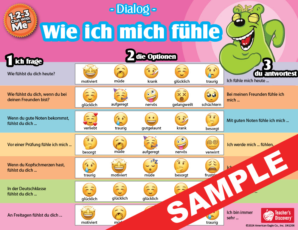 1-2-3 Chat With Me: Wie ich mich fühle German Chat Mats - Download