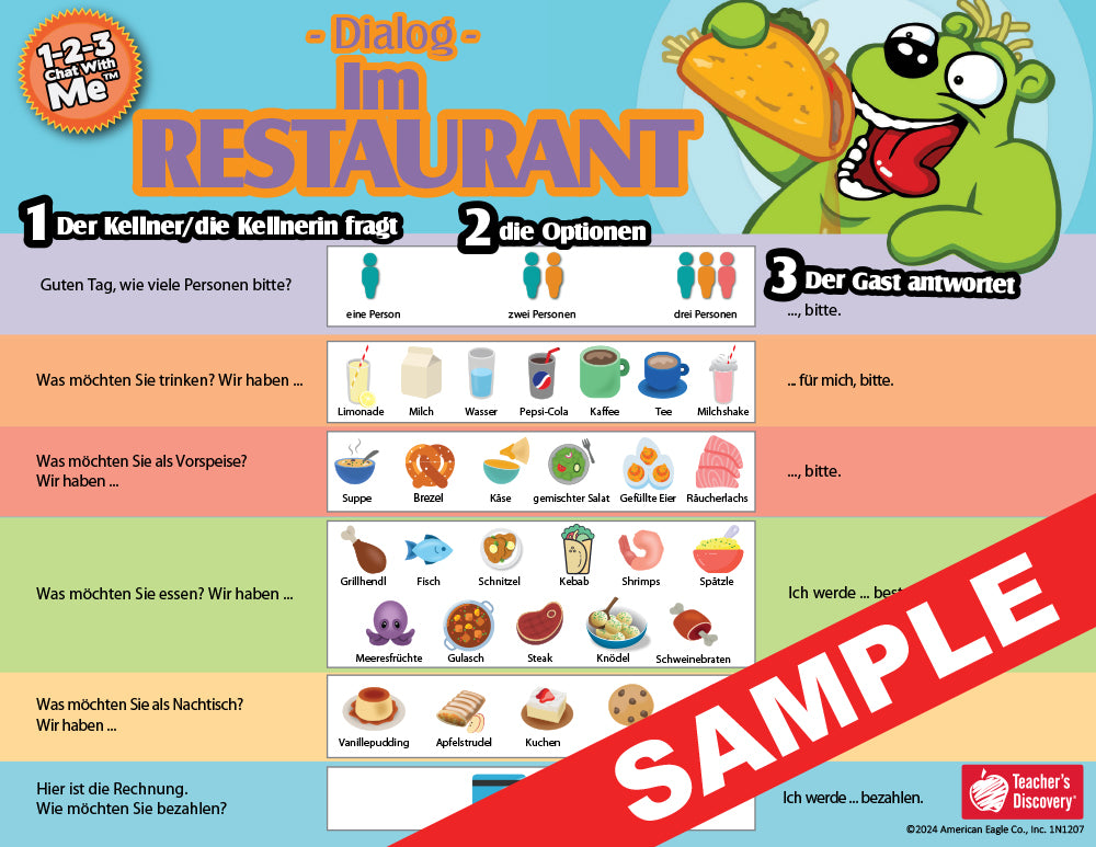 1-2-3 Chat With Me: Im Restaurant German Chat Mats - Download