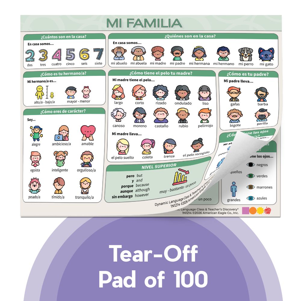 Dynamic Language Chat Mats Set of All 6 Tear-Off Pads of 100