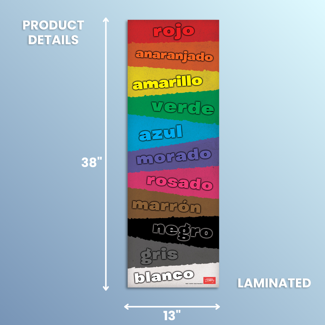 Colors Skinny Poster for Spanish Classrooms