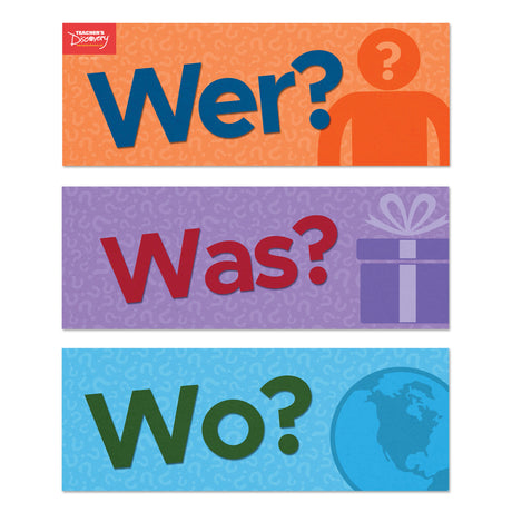 Question Words German Signs (Set of 6)