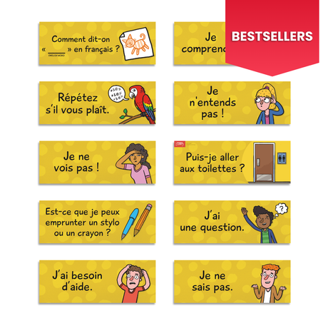 Classroom Phrases Signs, Set of 12 for French Classrooms