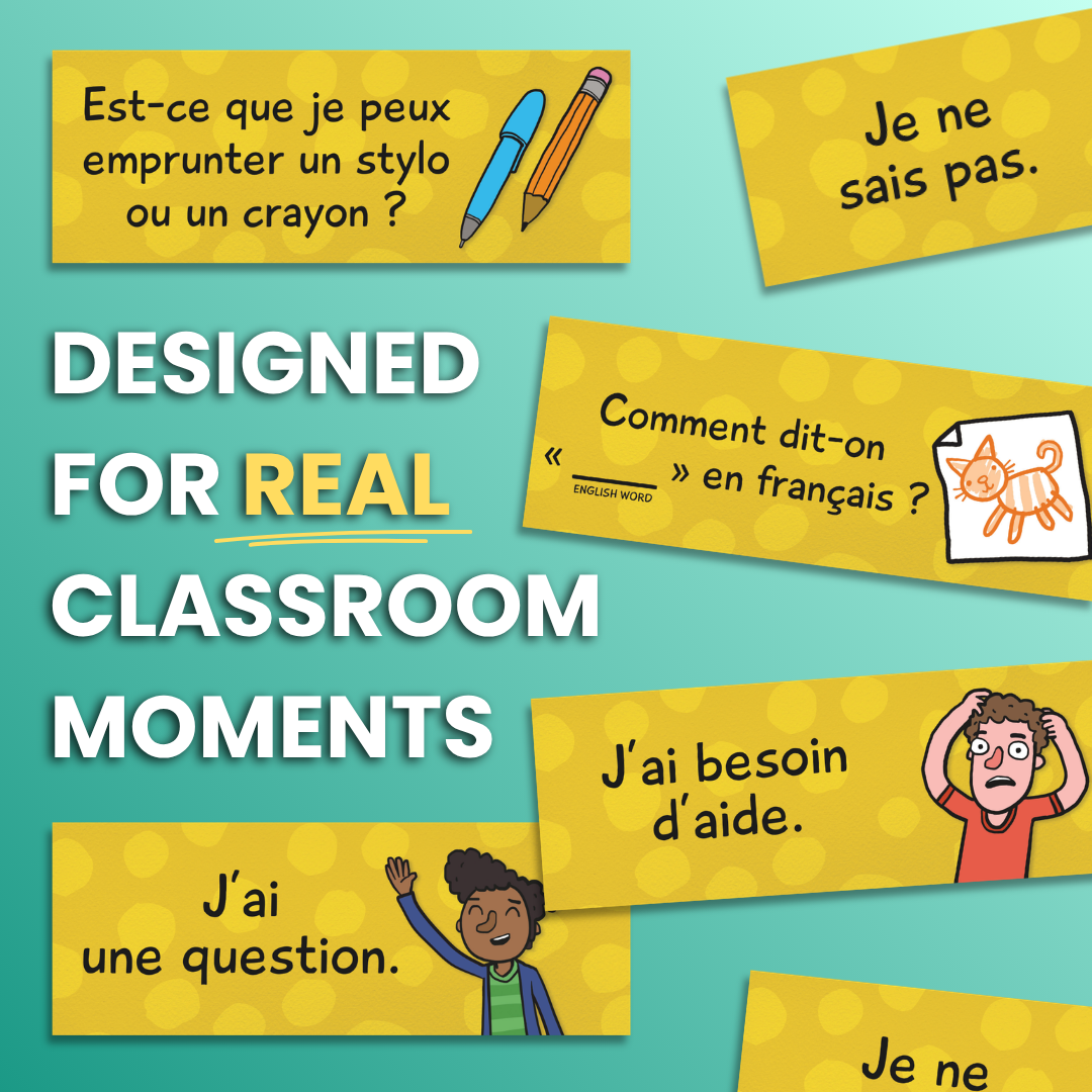Classroom Phrases Signs, Set of 12 for French Classrooms