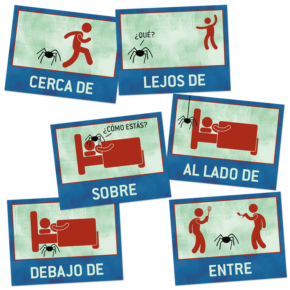 "Where Is the Spider?" Directions - Spanish - Signs - Set of 17