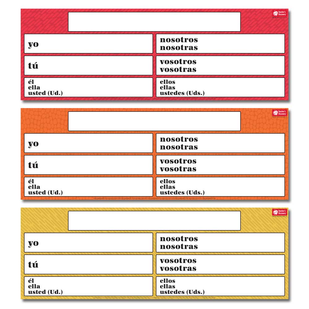 Dry-Erase Spanish Verb Charts Set of 3