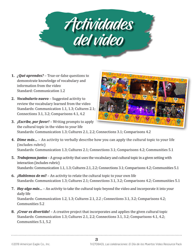 Las celebraciones: El Día de los Muertos Videos & Resource Pack - DIGITAL RESOURCE DOWNLOAD