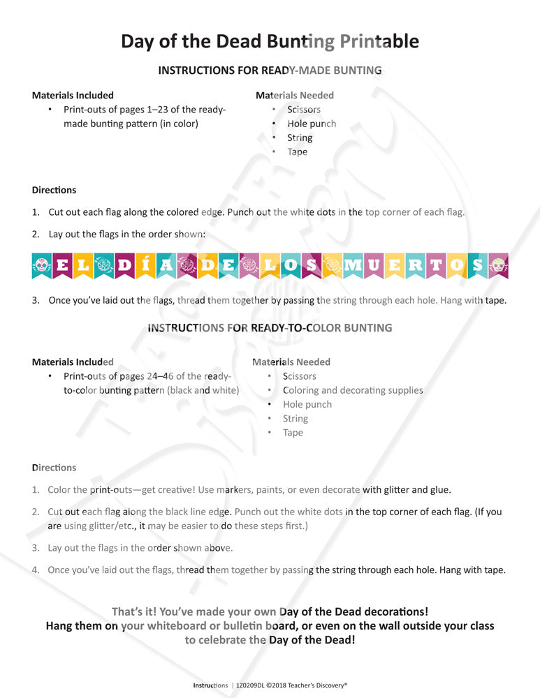 Day of the Dead Bunting Printable Download