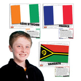 Flags of French-Speaking Countries -Mini Posters with Info Cards - Set of 31