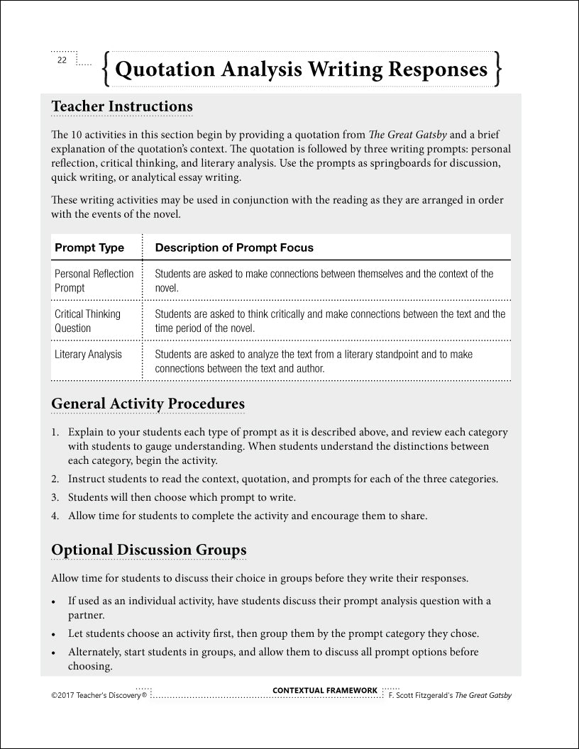 Contextual Framework: F. Scott Fitzgerald's The Great Gatsby Book and Skinny Poster Set