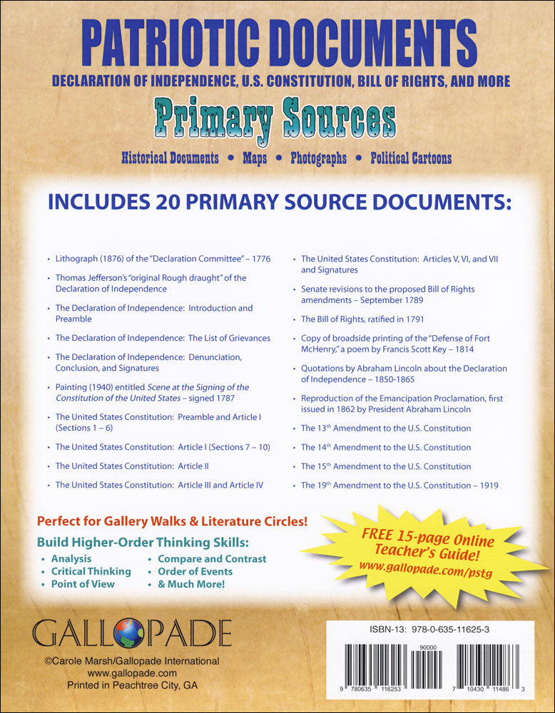 Patriotic Documents Primary Sources Pack