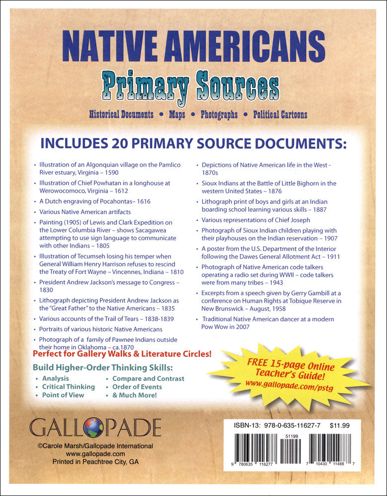 Native Americans Primary Sources Pack