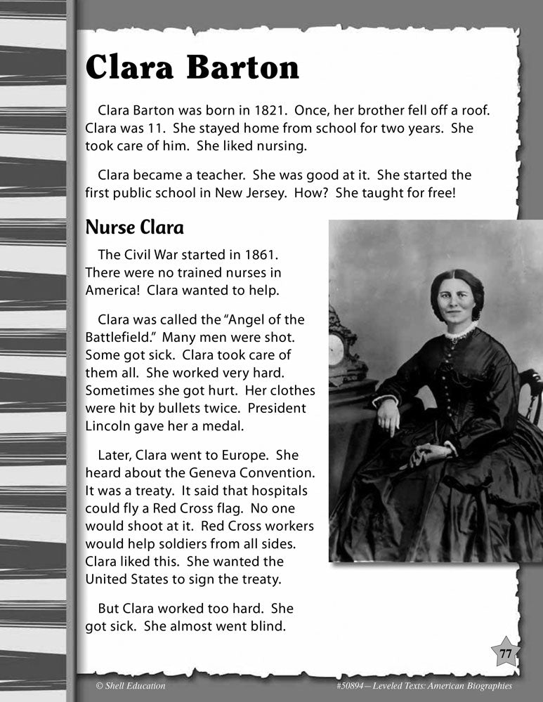 Leveled Texts for Social Studies - American Biographies Book