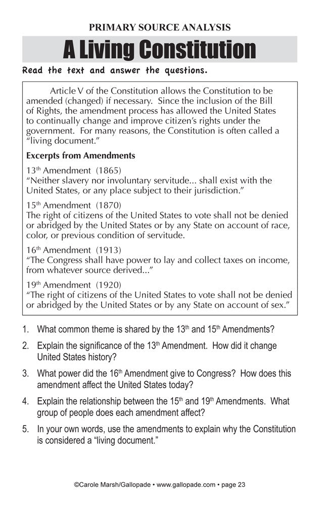 Common Core Lessons & Activities: U.S. Constitution Book