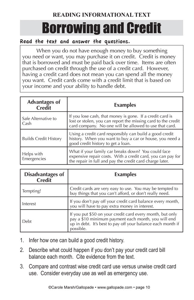 Common Core Lessons & Activities: Personal Finance Book