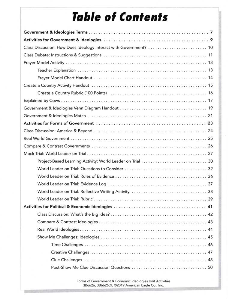 Forms of Government and Economic Ideologies Posters and Unit Activities Book Set