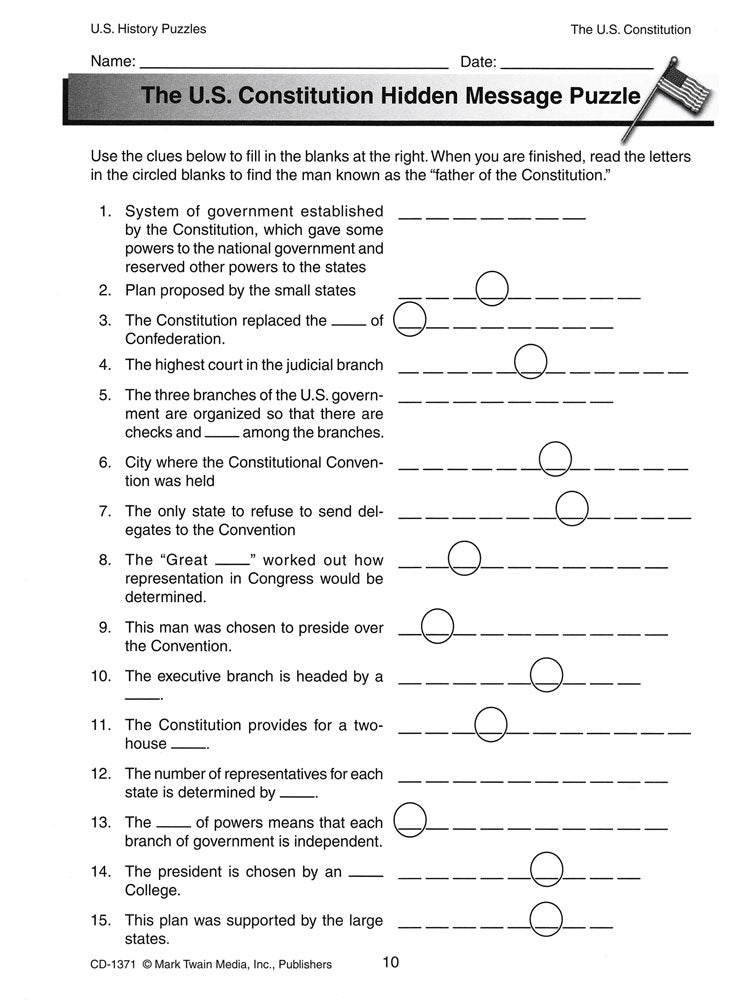 U.S. History Puzzles Book 1