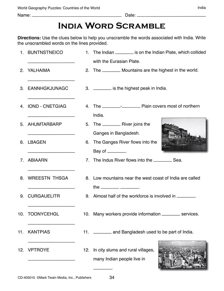 World Geography Puzzles Countries of the World Book