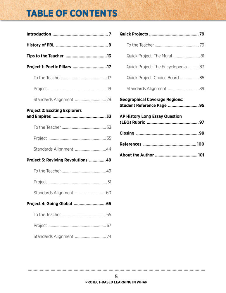 Project-Based Learning in WHAP Book