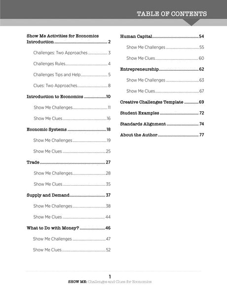 Show Me Challenges and Clues for Economics Book