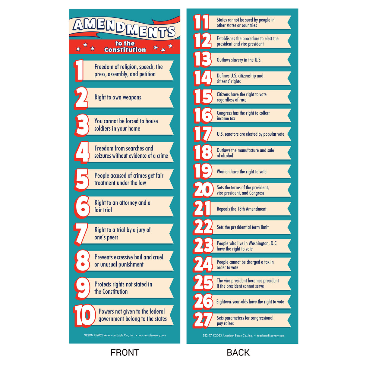 Amendments Bookmarks Set of 30