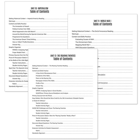 Complete U.S. History 2 Thematic Unit Curriculum Set of 9 Downloads