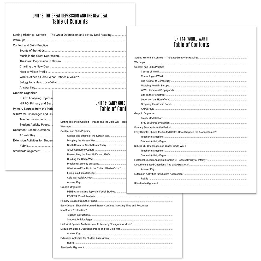 Complete U.S. History 2 Thematic Unit Curriculum Set of 9 Downloads