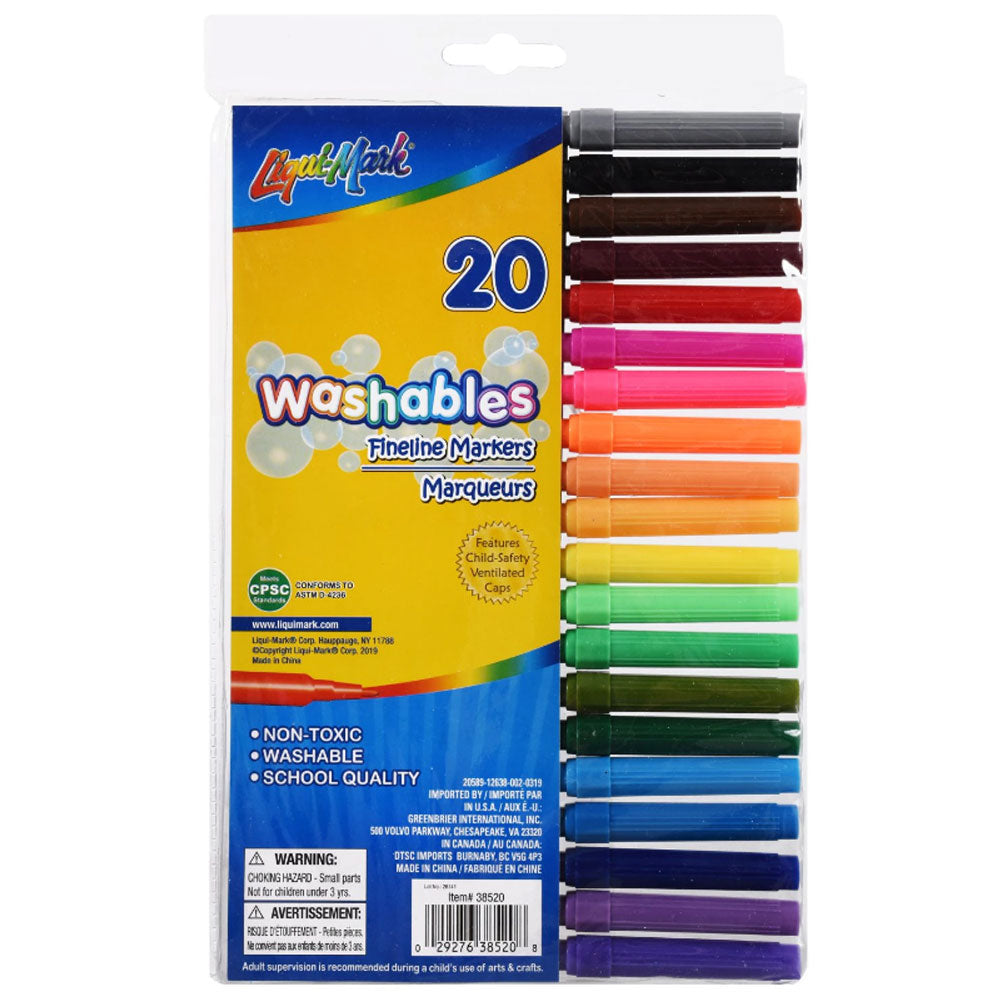 Fine-Line Markers - Set of 20 Assorted Colors