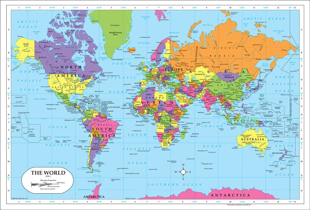 Dry-Erase World Desk Map