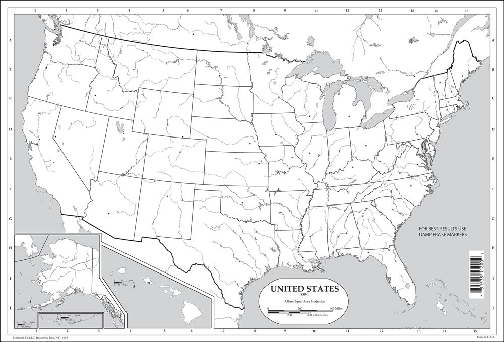 Dry-Erase U.S. Desk Map