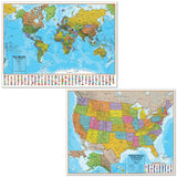 World and U.S. Map Set of 2