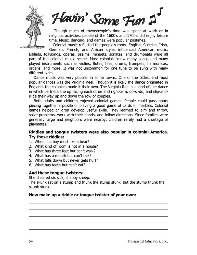 i Think: U.S. History, Colonial America Activity Book Download