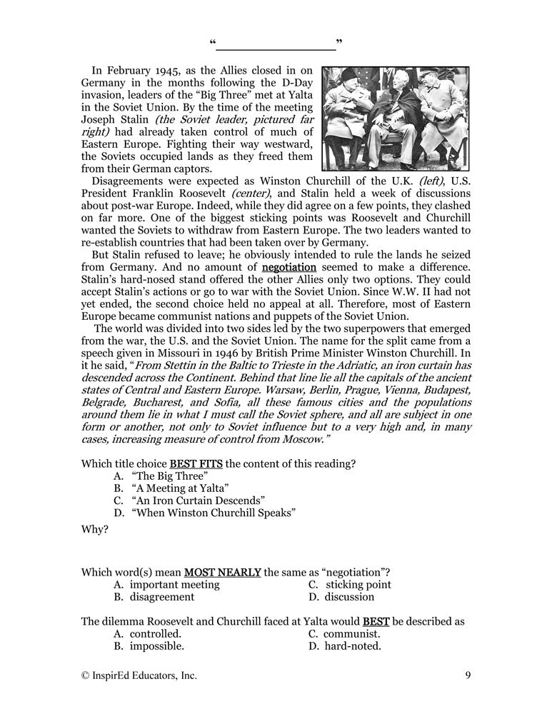 i Think: U.S. History, Cold War Era Activity Book Download