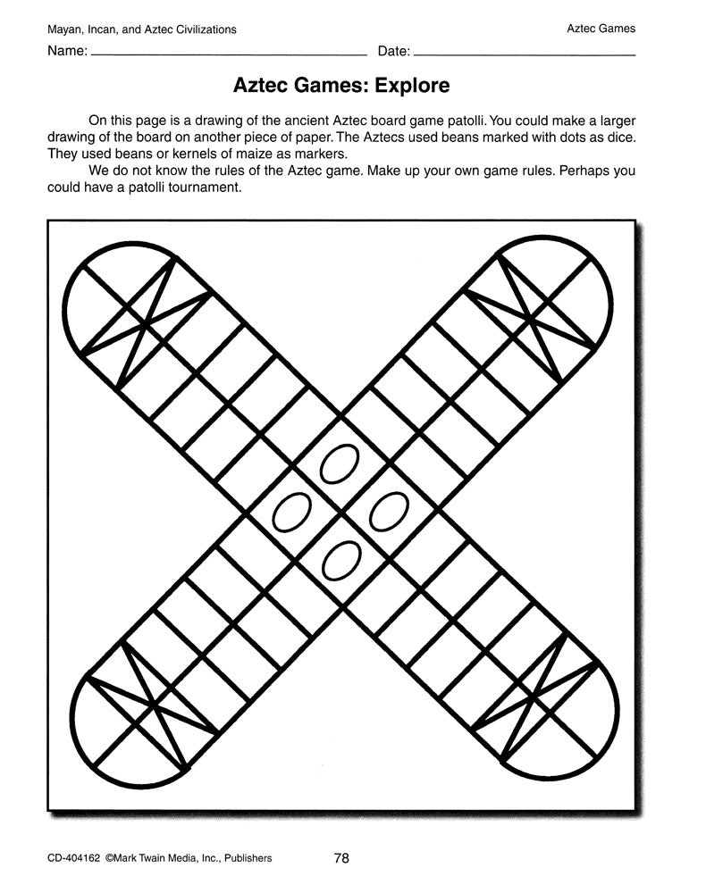 Mayan, Incan, and Aztec Civilizations Activity Book