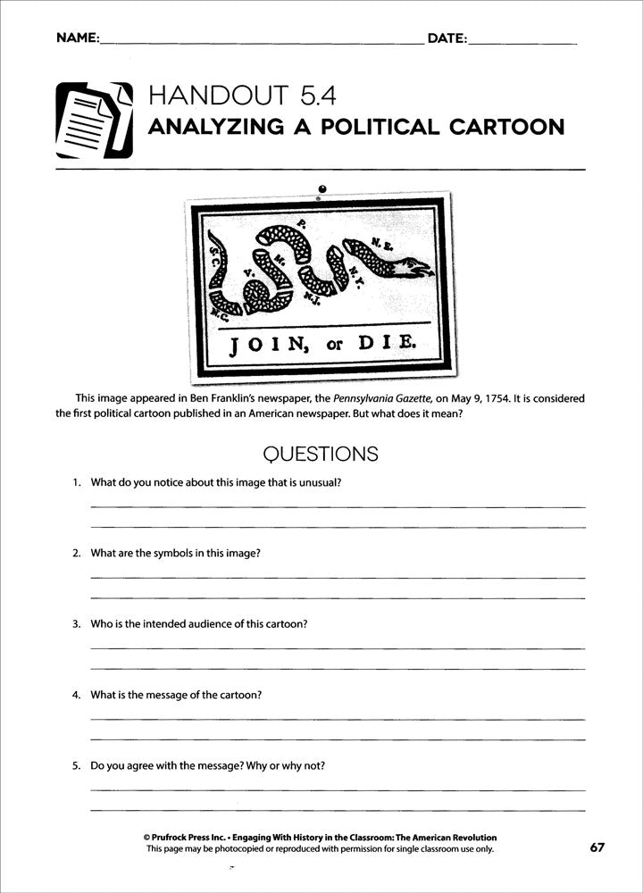 Engaging With History in Classroom - American Revolution Activity Book