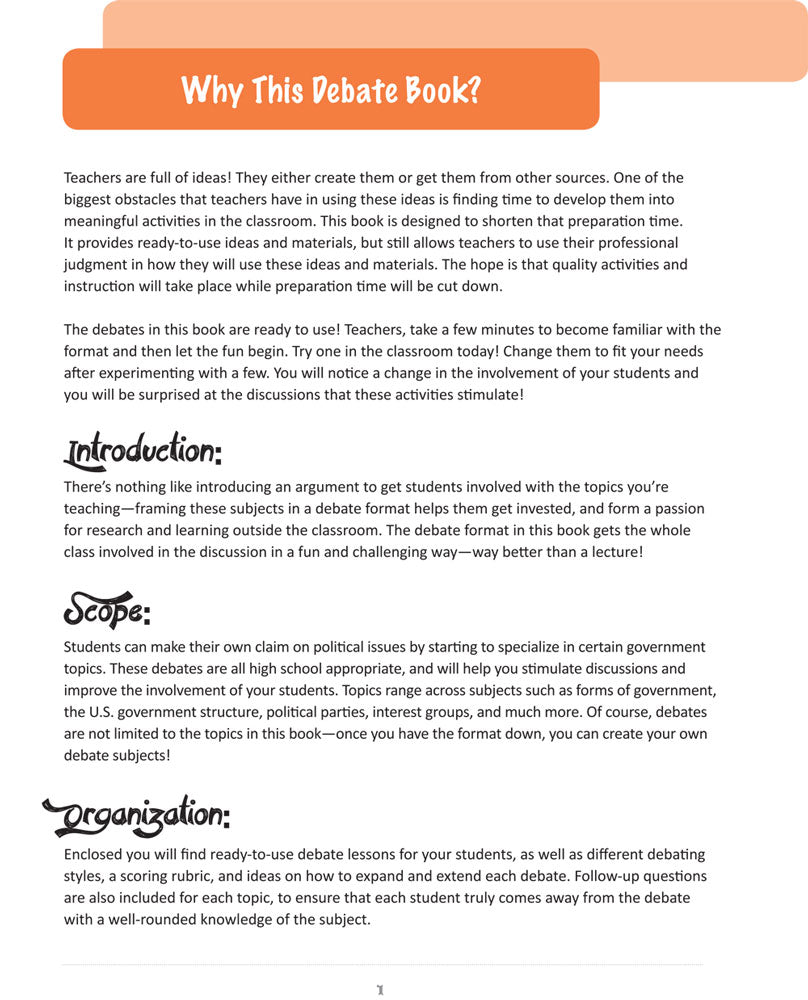 Easy Debates for the Government Classroom Book