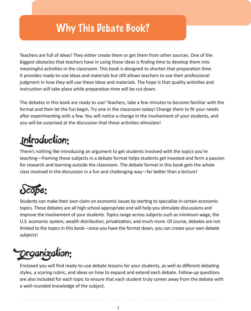 Easy Debates for the Economics Classroom Book