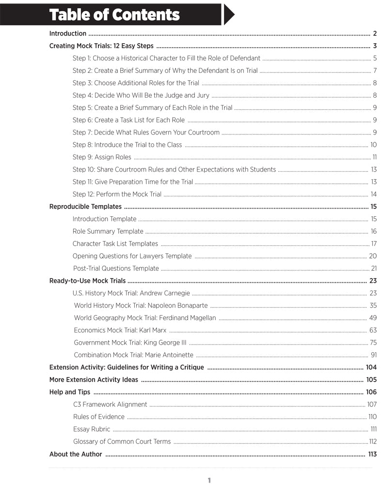 Creating Easy Mock Trials for Your Social Studies Classroom Book