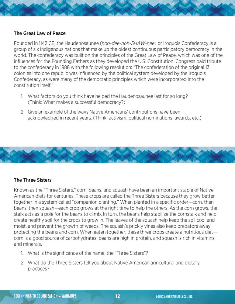 Complete U.S. History 1 Thematic Unit Curriculum Set of 9 Downloads