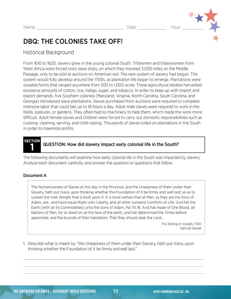 U.S. History Thematic Unit: The American Colonies Download