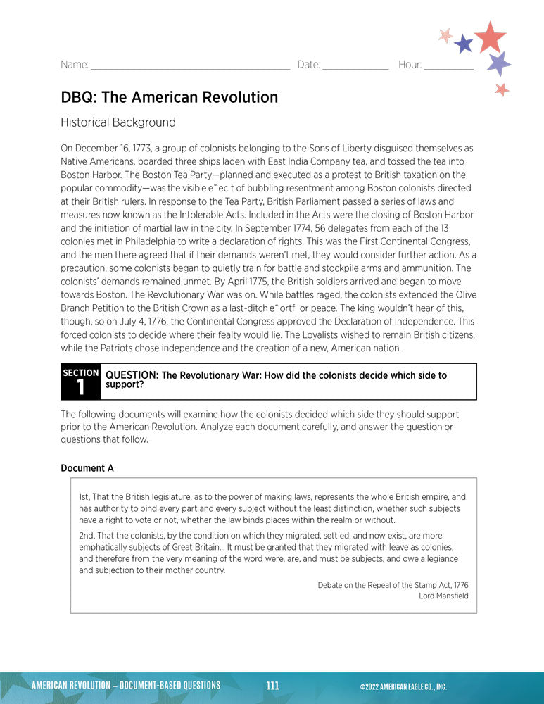 U.S. History Thematic Unit: American Revolution Download